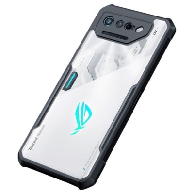 Asus Rog Phone 7 (7 Pro) „XUNDD“ skaidrus juodos spalvos apvadais kieto silikono TPU akrilo dėklas - nugarėlė | Priedai.lt