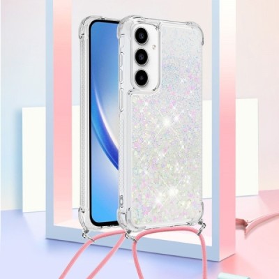 Samsung Galaxy A55 5G (SM-A556) „Strap“ Shine kõva silikoon TPU läbipaistev ümbris - taga | Priedai.lt