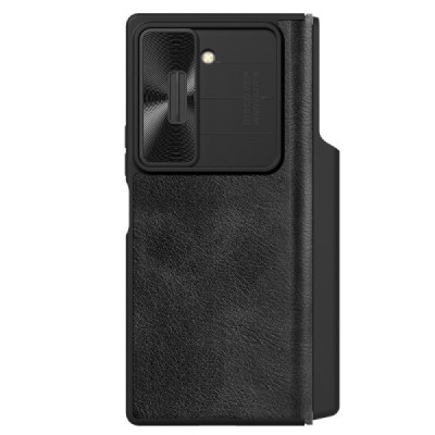 Samsung Galaxy Fold6 5G (SM-F956B) luksuslik Nillkin Qin Pro seeria mustast nahast klappkohver - brošüür | Priedai.lt