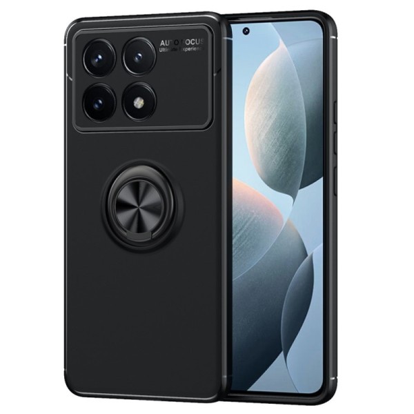 „FOCUS“ Kickstand Kõva silikoon (TPU) kaaned - must (Poco X6 Pro 5G / Redmi K70E)