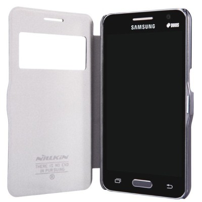 Samsung Galaxy Core 2 G355 juodas odinis atverčiamas Nillkin Fresh dėklas / Priedai.lt