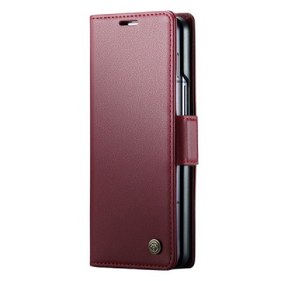 Samsung Galaxy Fold6 5G (SM-F956B) „CaseMe“ Leather soliidne klapp burgundia nahast ümbris - brošüür | Priedai.lt