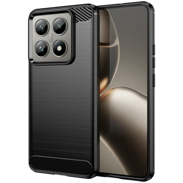 "Carbon" kõva silikoon (TPU) ümbris – must (Xiaomi 14T / 14T Pro)