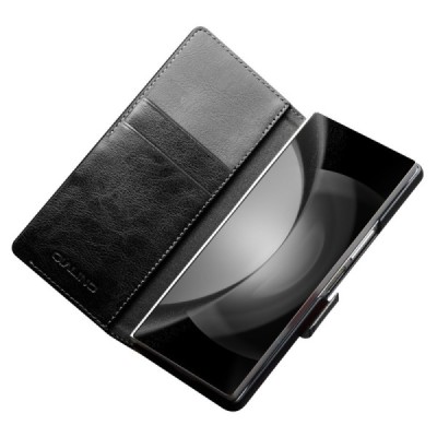 Samsung Galaxy Fold6 5G "QIALINO" klapitav must nahast ümbris | Priedai.lt