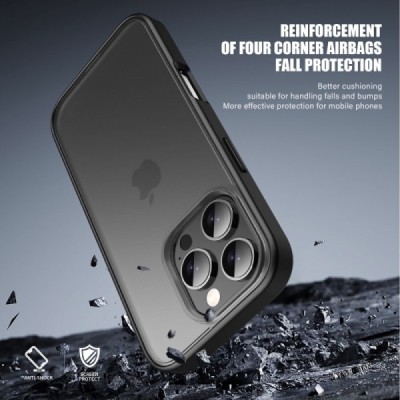 Apple iPhone 16 Pro "IPAKY" Matt läbipaistev silikoonist ümbris musta raamiga | Priedai.lt