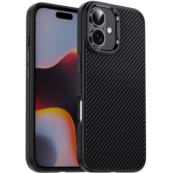 "IPAKY" Carbon kaaned - must (iPhone 16 Plus)