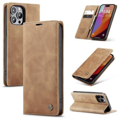 Apple iPhone 16 Pro CaseMe Retro tahke nahk kaaned - helepruun | Priedai.lt