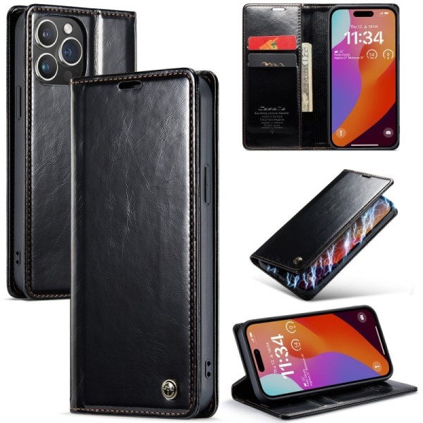 "CaseMe" Leather tahke kaaned - must (iPhone 16 Pro)