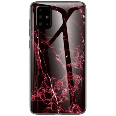 Samsung Galaxy A51 "Marble" kõva silikoonist TPU punane ümbris - taga | Priedai.lt