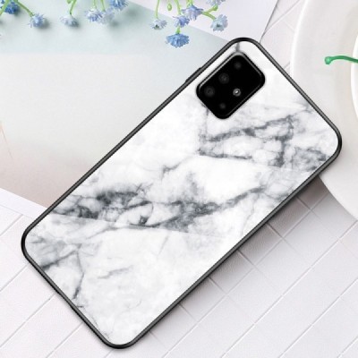 Samsung Galaxy A51 "Marble" kõva silikoonist TPU valge ümbris - taga | Priedai.lt