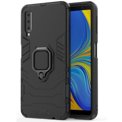 Täiustatud kaitsed "Kickstand" Samsung Galaxy A7 (2018) must kõva silikoon (TPU) ja plastikust ümbris | Priedai.lt