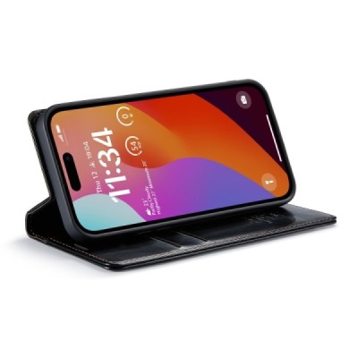 Apple iPhone 16 CaseMe Leather tahke nahk kaaned - must | Priedai.lt