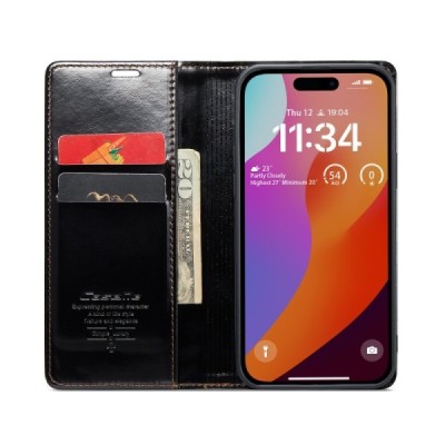 Apple iPhone 16 CaseMe Leather tahke nahk kaaned - must | Priedai.lt