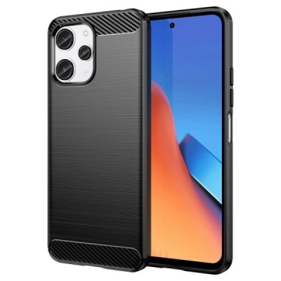 Xiaomi Redmi 12 4G (Redmi 12 5G) „Carbon“ kieto silikono TPU juodas dėklas - nugarėlė | Priedai.lt