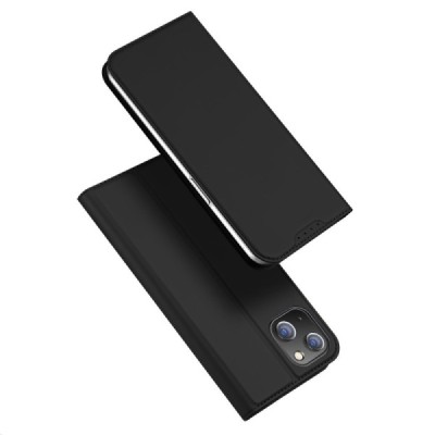 „Dux Ducis“ Skin serijos Apple iPhone 15 Plus juodas odinis atverčiamas dėklas | Priedai.lt