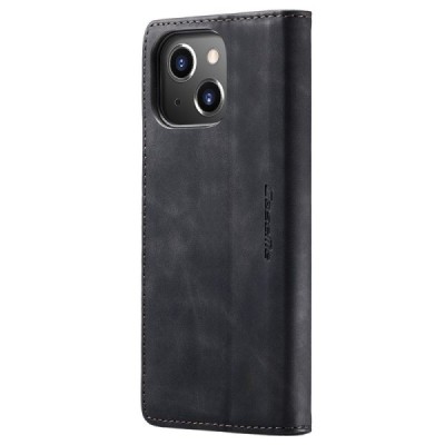 Apple iPhone 15 Plus CaseMe Retro solidus atverčiamas juodas odinis dėklas - knygutė | Priedai.lt
