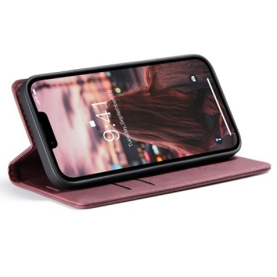Apple iPhone 15 Plus CaseMe Retro solidus atverčiamas bordo odinis dėklas - knygutė | Priedai.lt