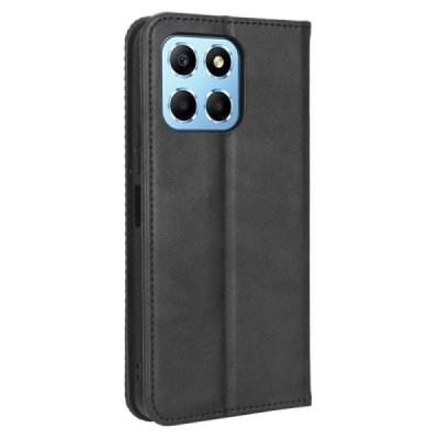 Huawei Honor 70 Lite (X8, X6) Vintage juodas odinis atverčiamas dėklas - knygutė su magnetu | Priedai.lt