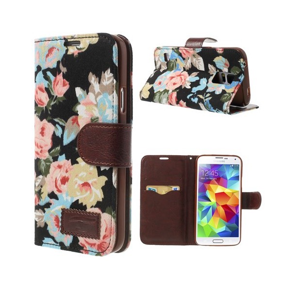 Pööratav „roosid“ kaaned - must (Galaxy S5 / S5 Neo)