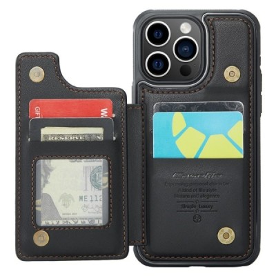 Apple iPhone 15 Pro „CaseMe“ Wallet juodas dėklas - nugarėlė | Priedai.lt
