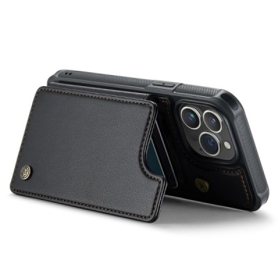 Apple iPhone 15 Pro „CaseMe“ Wallet juodas dėklas - nugarėlė | Priedai.lt