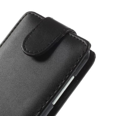HTC Desire 610 klasikinis vertikaliai atverčiamas juodas odinis dėklas / Priedai.lt