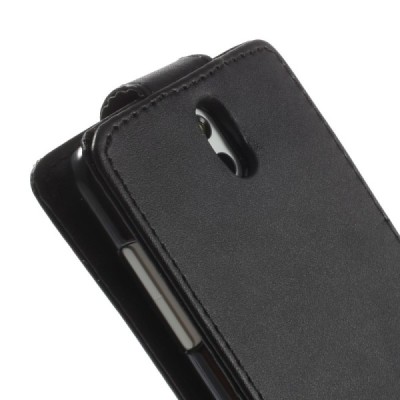 HTC Desire 610 klasikinis vertikaliai atverčiamas juodas odinis dėklas / Priedai.lt
