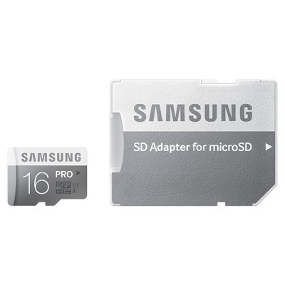 „Samsung“ Pro MicroSD atminties kortelė 16 Gb, 10 Klasė, U3 su SD adapteriu / Priedai.lt