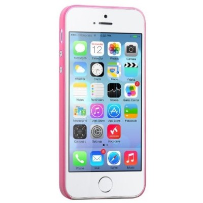 Hoco Thin Apple iPhone SE (5, 5s) rožinis skaidrus plastikinis plonas dėklas / Priedai.lt
