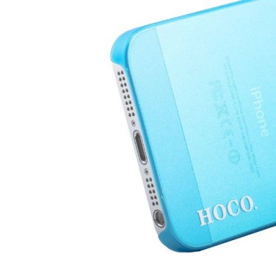 Hoco Thin Apple iPhone SE (5, 5s) mėlynas skaidrus plastikinis plonas dėklas / Priedai.lt