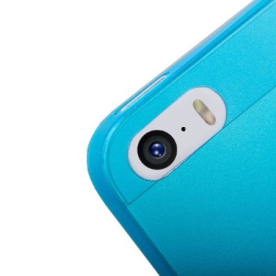 Hoco Thin Apple iPhone SE (5, 5s) mėlynas skaidrus plastikinis plonas dėklas / Priedai.lt