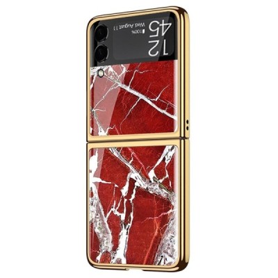 Samsung Galaxy Z Flip3 (F711) GKK Marble plastikust punane korpus - taga | Priedai.lt