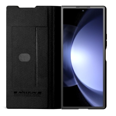 Samsung Galaxy Fold6 5G (SM-F956B) luksuslik Nillkin Qin Pro seeria mustast nahast klappkohver - brošüür | Priedai.lt