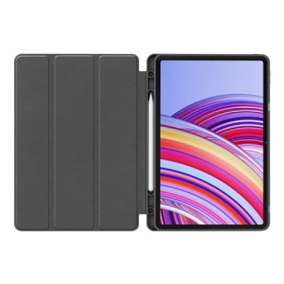 Xiaomi Redmi Pad Pro (Poco Pad) ülespööratav must nahast ümbris - märkmik, kus on koht pliiatsi jaoks | Priedai.lt