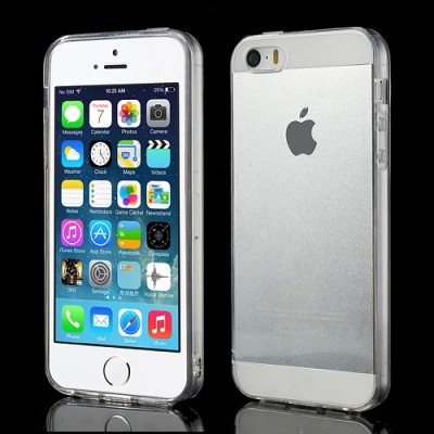 Apple iPhone SE (5, 5s) skaidrus (permatomas) kieto silikono TPU ploniausias pasaulyje dėklas / Priedai.lt