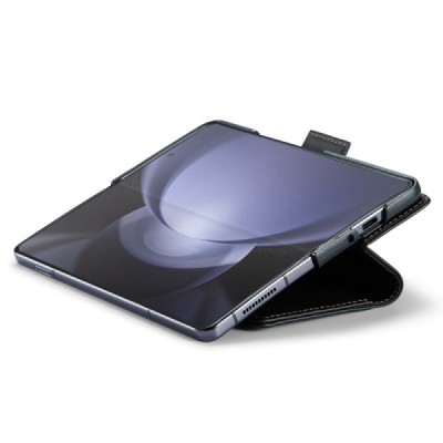 Samsung Galaxy Fold6 5G (SM-F956B) „CaseMe“ Leather soliidne klapp must nahast ümbris - brošüür | Priedai.lt