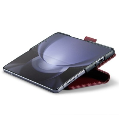 Samsung Galaxy Fold6 5G (SM-F956B) „CaseMe“ Leather soliidne klapp burgundia nahast ümbris - brošüür | Priedai.lt