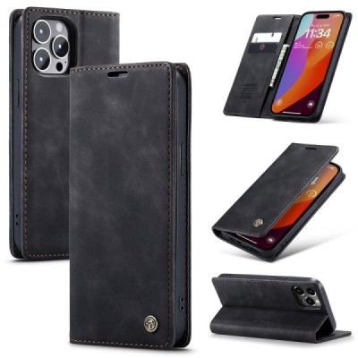 Apple iPhone 16 Pro CaseMe Retro tahke nahk kaaned - must | Priedai.lt
