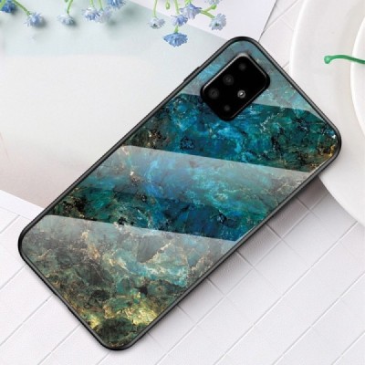 Samsung Galaxy A51 "Marble" kõva silikoonist TPU sinine ümbris - taga | Priedai.lt