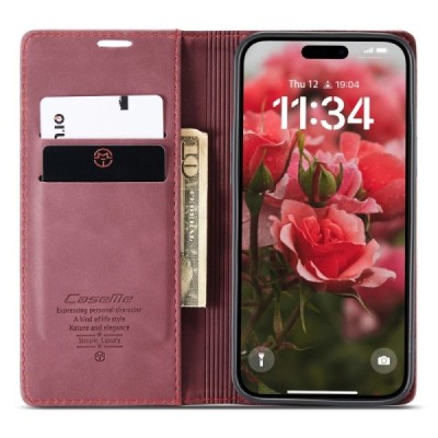 Apple iPhone 16 Plus CaseMe Retro tahke nahk kaaned - burgundia | Priedai.lt