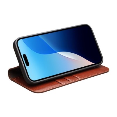 Apple iPhone 16 Pro Max "QIALINO" klapitav pruun nahast kaaned | Priedai.lt