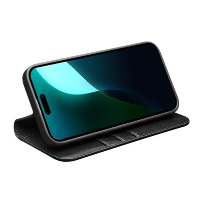 Apple iPhone 16 Plus "QIALINO" klapitav must nahast kaaned | Priedai.lt
