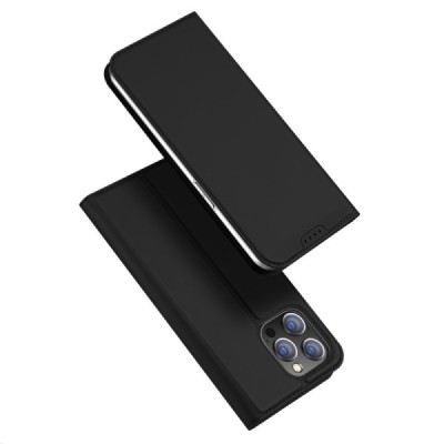 „Dux Ducis“ Skin serijos Apple iPhone 15 Pro Max juodas odinis atverčiamas dėklas | Priedai.lt