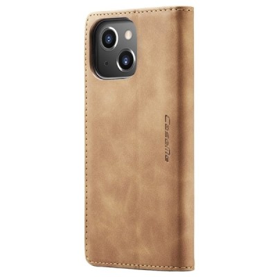 Apple iPhone 15 CaseMe Retro solidus atverčiamas šviesiai rudas odinis dėklas - knygutė | Priedai.lt