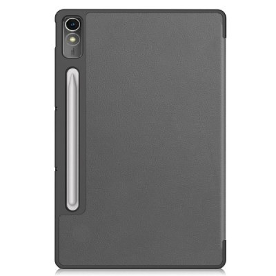 Lenovo Tab P12 12.7" atverčiamas pilkas odinis dėklas - knygutė (sulankstomas) | Priedai.lt