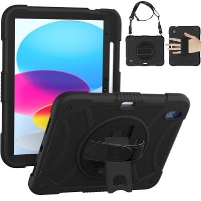 Apple iPad 11 2025, iPad 10.9 2022 tugevdatud kaitsega (360°) must ümbris - tagakülg | Priedai.lt
