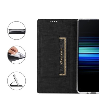 Sony Xperia 10 V „Vili“ atverčiamas juodas dėklas | Priedai.lt