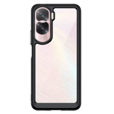 Huawei Honor 90 Lite (X50i) Fashion skaidrus juodos spalvos apvadais kieto silikono (TPU) dėklas | Priedai.lt