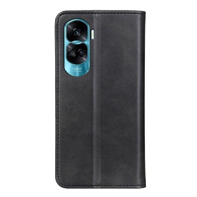 Huawei Honor 90 Lite (X50i) „Split“ juodas odinis atverčiamas dėklas - knygutė | Priedai.lt