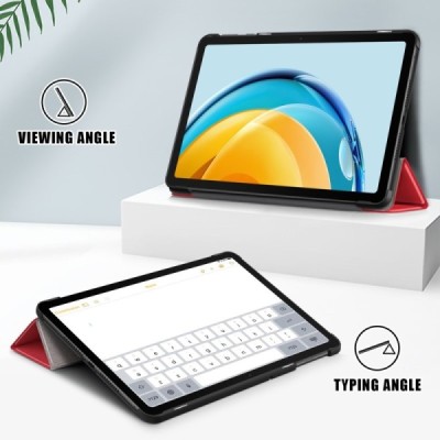 Huawei MatePad SE 10.4'' atverčiamas raudonas odinis dėklas (sulankstomas) | Priedai.lt